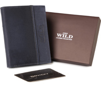 Skórzany pionowy portfel męski Always Wild N4-SHS-RFID NAVY