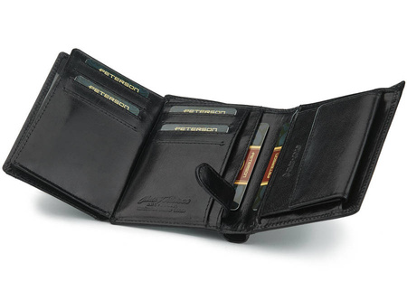 PETERSON PTN 348 2-1-1 BLACK RFID leather wallet