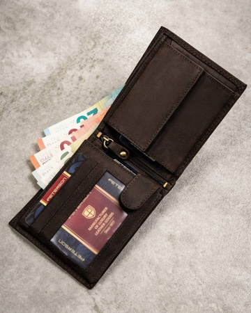 Zestaw prezentowy: skórzany portfel i brelok PTN SET-M-N994-CHM Brown