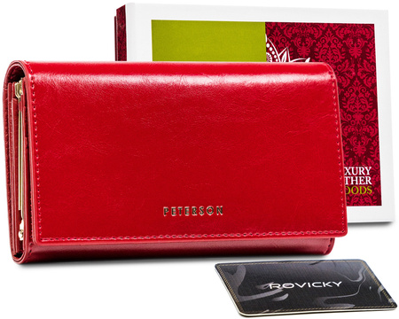 PETERSON PTN PL-466-BLACK RED RFID leather wallet