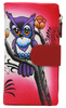 A leather hand-painted women's wallet with an owl motif N18-SPW OWL Red No Logo