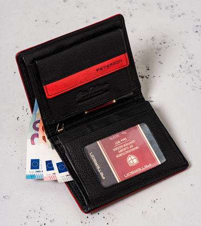 Portfel skórzany RFID PTN 302.03 Black+Red
