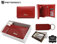 Gift set: leather wallet and key ring PETERSON PTN SET-D-02-KCS