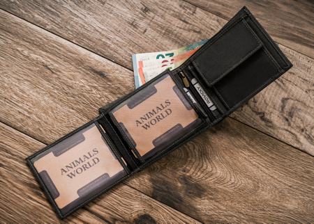 Portfel skórzany męski z wizerunkiem psa RFID N992-CHM-DOG-1 Black