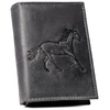 Męski portfel z naturalnej skóry nubukowej dla miłośników koni N4-CHM-HORSE BLACK