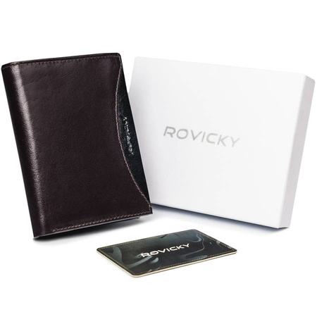 Portfel skórzany RFID ROVICKY 1502-03-BOR Brown+Black
