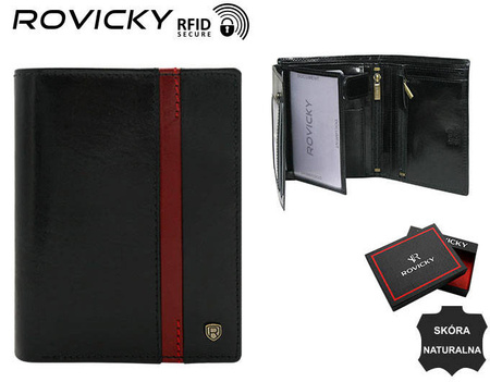 Men's Leather Wallet N575-RVTP-3074 Black-Red