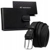 Zestaw prezentowy ze skóry ekologicznej: pasek i portfel Rovicky PU R-N003L-110-PU03 BLACK