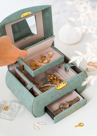 Green Jewelry Box with Flower Decoration Peterson PTN SZK-01