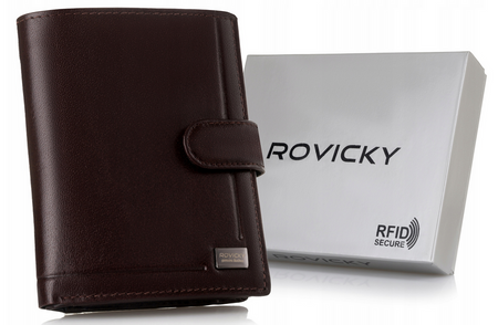 Portfel skórzany RFID ROVICKY PC-104L-BAR Brown