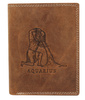 Men's leather wallet with the Aquarius zodiac symbol RFID ALWAYS WILD N4-CHM-AQUA Cognac