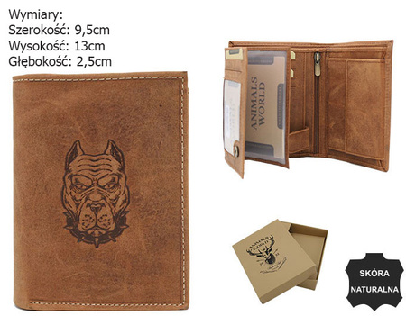 Men's Leather Wallet with a Guard Dog Engraving Always Wild N4-CHM-DOG-1