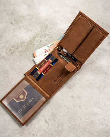 Leather wallet & key ring gift set PETERSON PTN SET-M-N994-CHM