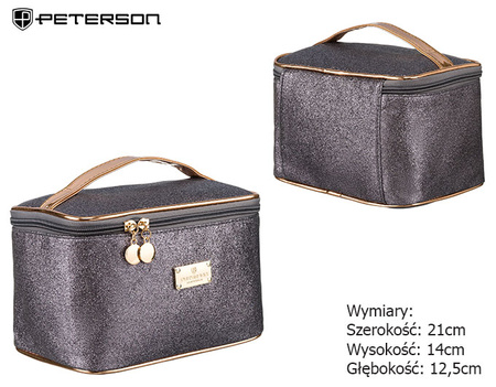 Duża kosmetyczka brokatowa PTN KOS-L04-B Silver Peterson