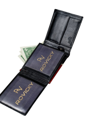 Portfel skórzany RFID ROVICKY 324-RBA-D Black+Red