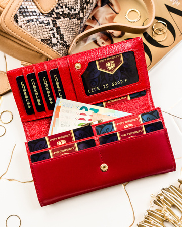 Portfel damski skóra naturalna+PU PTN PS401-HNL Red