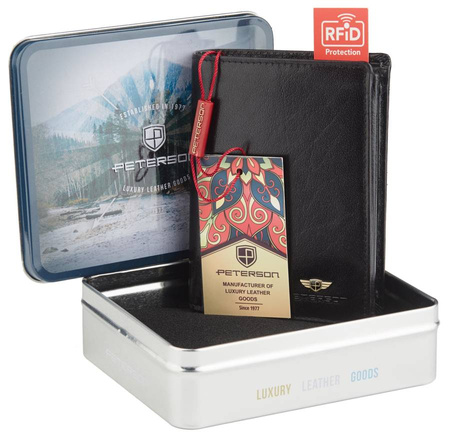 PETERSON PTN 324 2-1-1 BLACK RFID leather wallet
