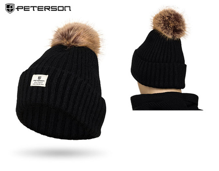 Warm Women's Hat with Angora Blend PETERSON PTN HAT-08 Black