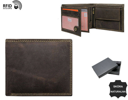Portfel męski skórzany N992-CHM-NL BOX-9158 Brown