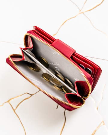 Portfel damski skóra naturalna+PU PTN PS115-HNL Red