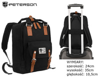 Plecak z poliestru PETERSON PTN 2023-1 Black+Brown