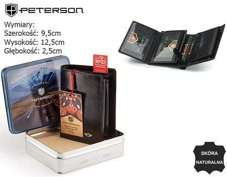 PETERSON PTN 348 2-1-1 BLACK RFID leather wallet