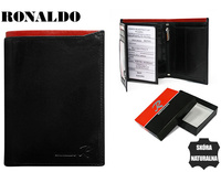 Portfel skórzany RFID RONALDO N4-VT Black+Red