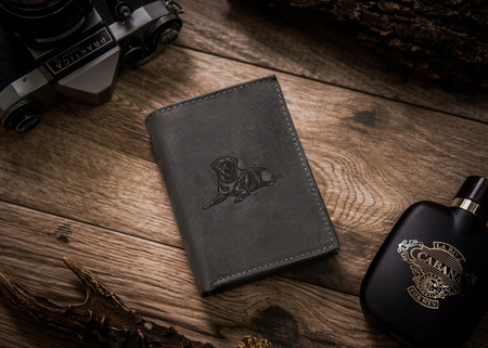 RFID Men's leather wallet adorned with a dog engraving Always Wild N4-CHM-DOG