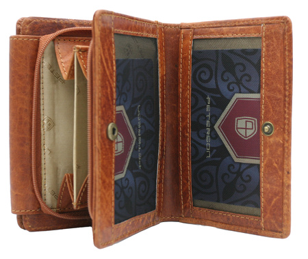 Women's wallet made of natural leather PTN WD2-VLCN Cognac