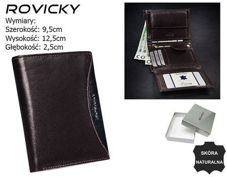 Portfel skórzany RFID ROVICKY 1502-03-BOR Brown+Black