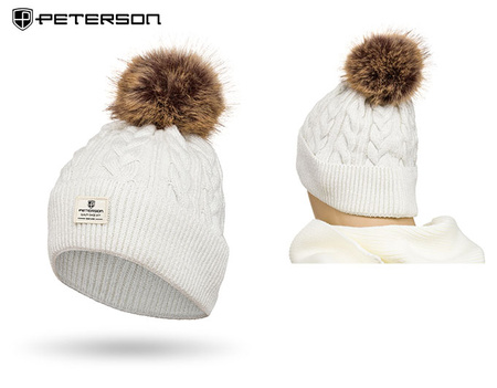 Women's Hat with Detachable Pom-Pom PETERSON PTN HAT-06 White