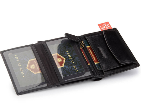 PETERSON PTN 339 2-1-1 BLACK RFID leather wallet