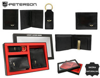 Zestaw prezentowy: skórzany portfel, etui i brelok PETERSON PTN SET3-N78-VT