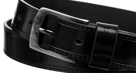 MEN'S LEATHER BELT NARROW BLACK PLW-13