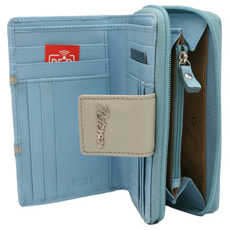 PTN KA-28 Sky Blue+Grey Leather Wallet