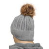 Insulated Women's Hat with Detachable Pom-Pom PETERSON PTN HAT-09 Grey