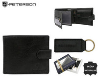 Gift set: leather wallet and key ring PETERSON PTN SET-M-1549L-GVT
