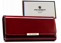Portfel ze skóry eko RFID PETERSON  PTN 006-LAK Red+Black