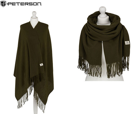 Large Women's Plaid Scarf with Fringes by Peterson SP100 Grey