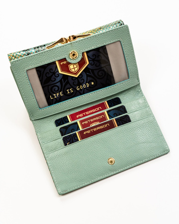 Exotic Pattern Natural Leather Women's Wallet Peterson PTN 42108-SFL Blue