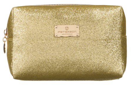 A glittering single-compartment travel vanity bag PTN KOS-L02-B Gold Peterson