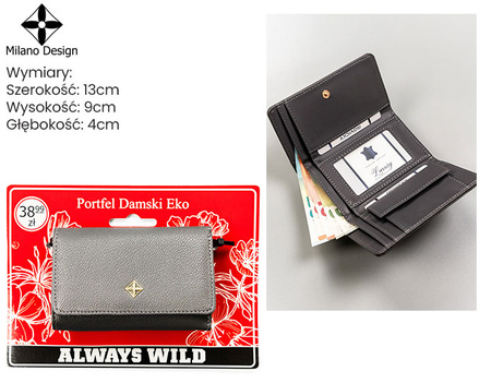 Portfel damski na blistrze PP-SF-1077-A-BL Gray