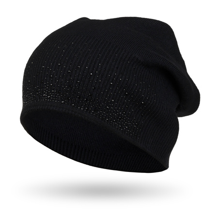 Czapka damska ozdobiona dżetami PTN HAT-01 Black Peterson