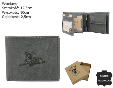Men's leather wallet with a dog motif RFID N992-CHM-DOG-1 Black