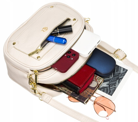 Set: handbag + pouch made from pebbled eco-leather PU R-KP-16-A19 Beige