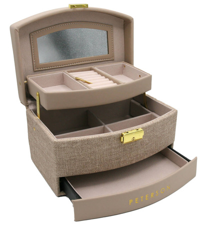 Szkatułka na biżuterię ze skóry ekologicznej Peterson PTN SZK-02 beige