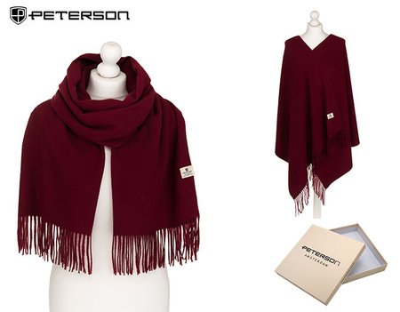 Large Women's Scarf with Fringes Peterson PTN SPV73 Wine