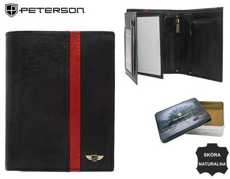 Men's leather wallet PTN N575-VTP-BL-RED