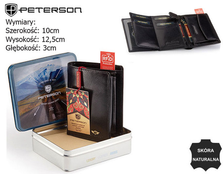 PETERSON PTN 339 2-1-1 BLACK RFID leather wallet