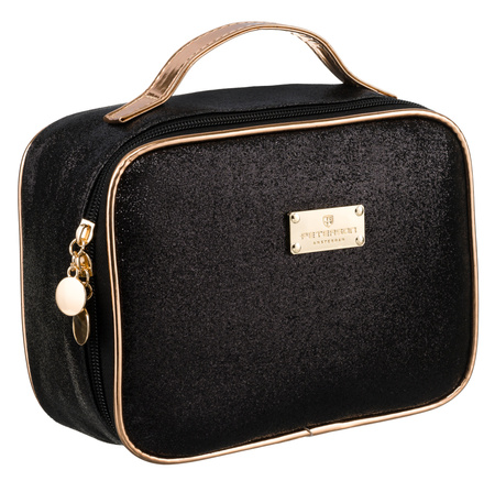 A glitter cosmetic bag with a handle PTN KOS-L03-B Black Peterson